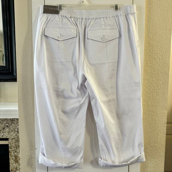 NWT Soft Surroundings Barbados Convertible Crop Cotton Lyocell Pants White Large - Picture 6 of 12